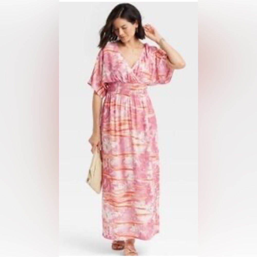 Women’s Knox Rose Tie Dye Maxi Dress Size XS Boho‎ Hippie Kimono  Batwing Sleeve